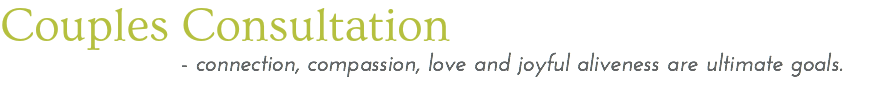 Couples Consultation - connection, compassion, love and joyful aliveness are ultimate goals.